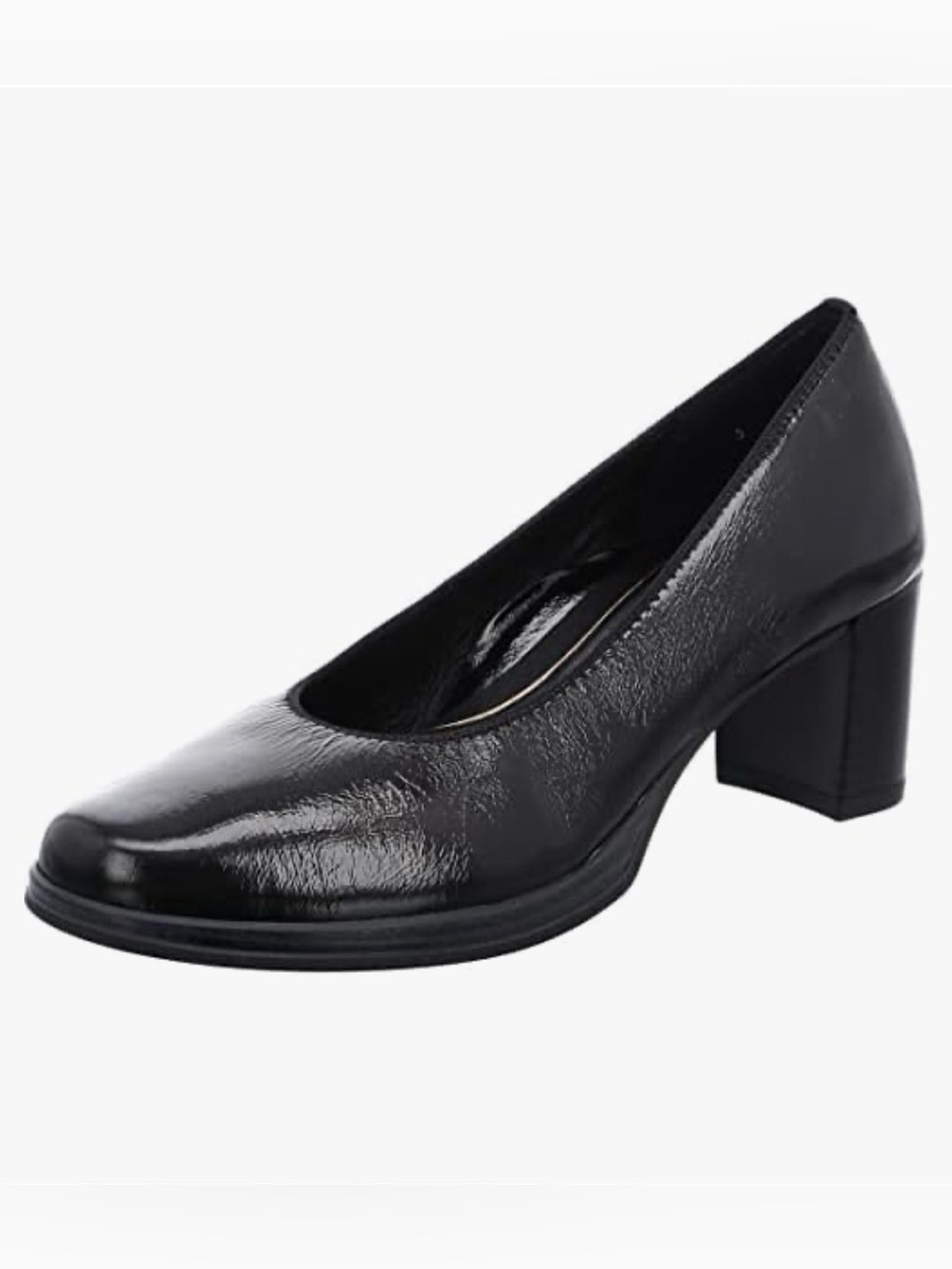 Ara High Soft Block Heel Pumps Size 8 1/2 Black Patent Leather 2 1/2 Inch Heel
